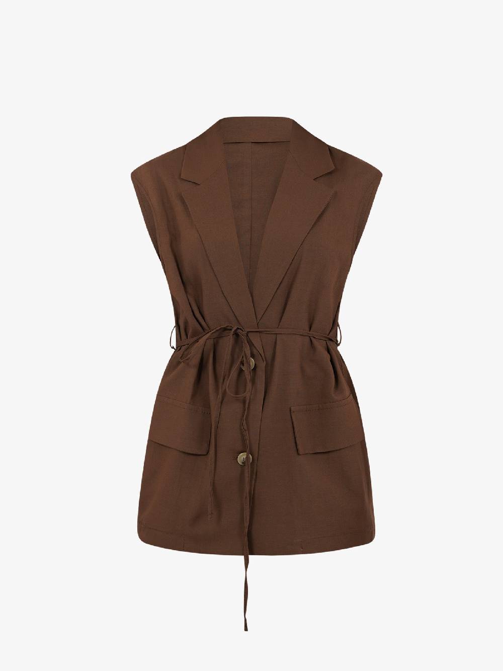 VICOLO Gilet lungo con laccio TB1545 donna viscosa marrone Vendita Calda
