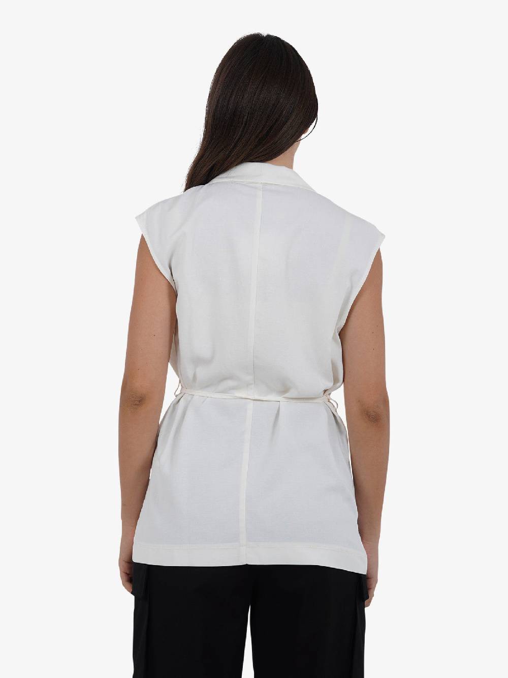 VICOLO Gilet lungo con laccio TB1545 donna viscosa bianco Convenienza