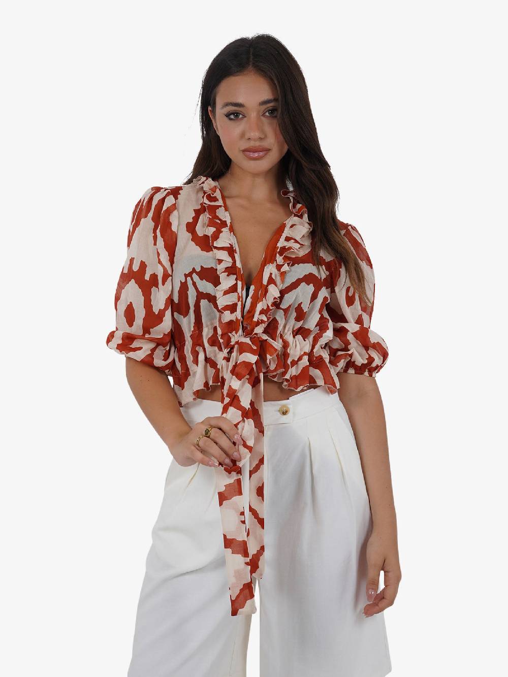 HAVE ONE Top con nodo RMA-L111 donna cotone arancione Negozio