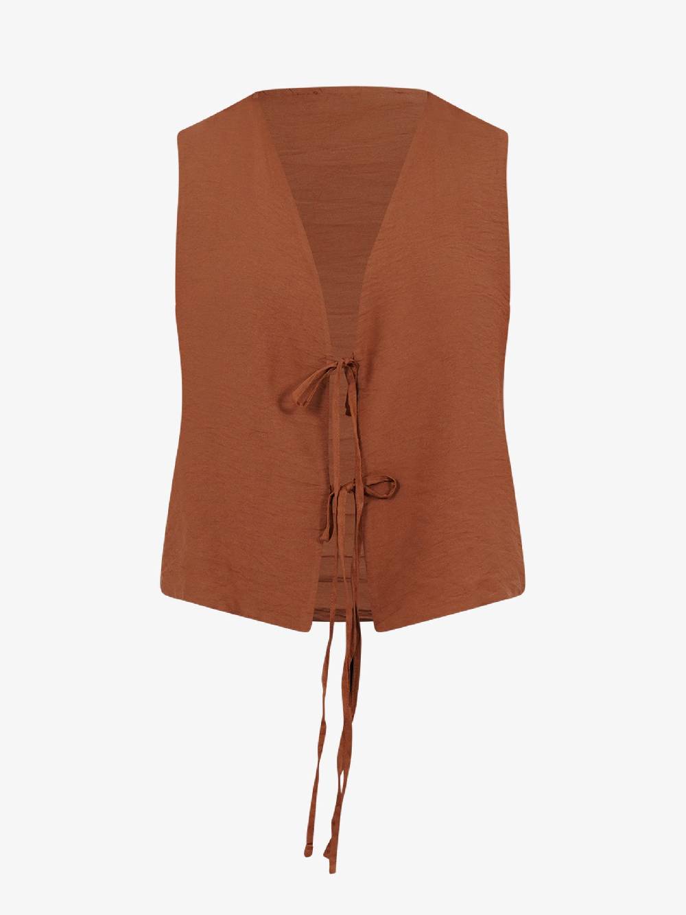 HAVE ONE Gilet con laccetti LVS-L038 donna viscosa marrone In Saldo