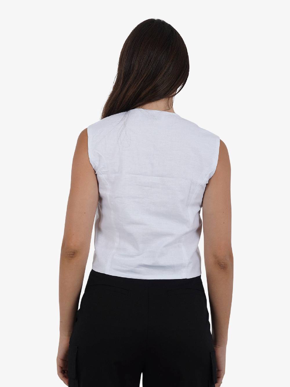 GLAMOROUS Top gilet ampio GS0793 donna cotone bianco Nuova