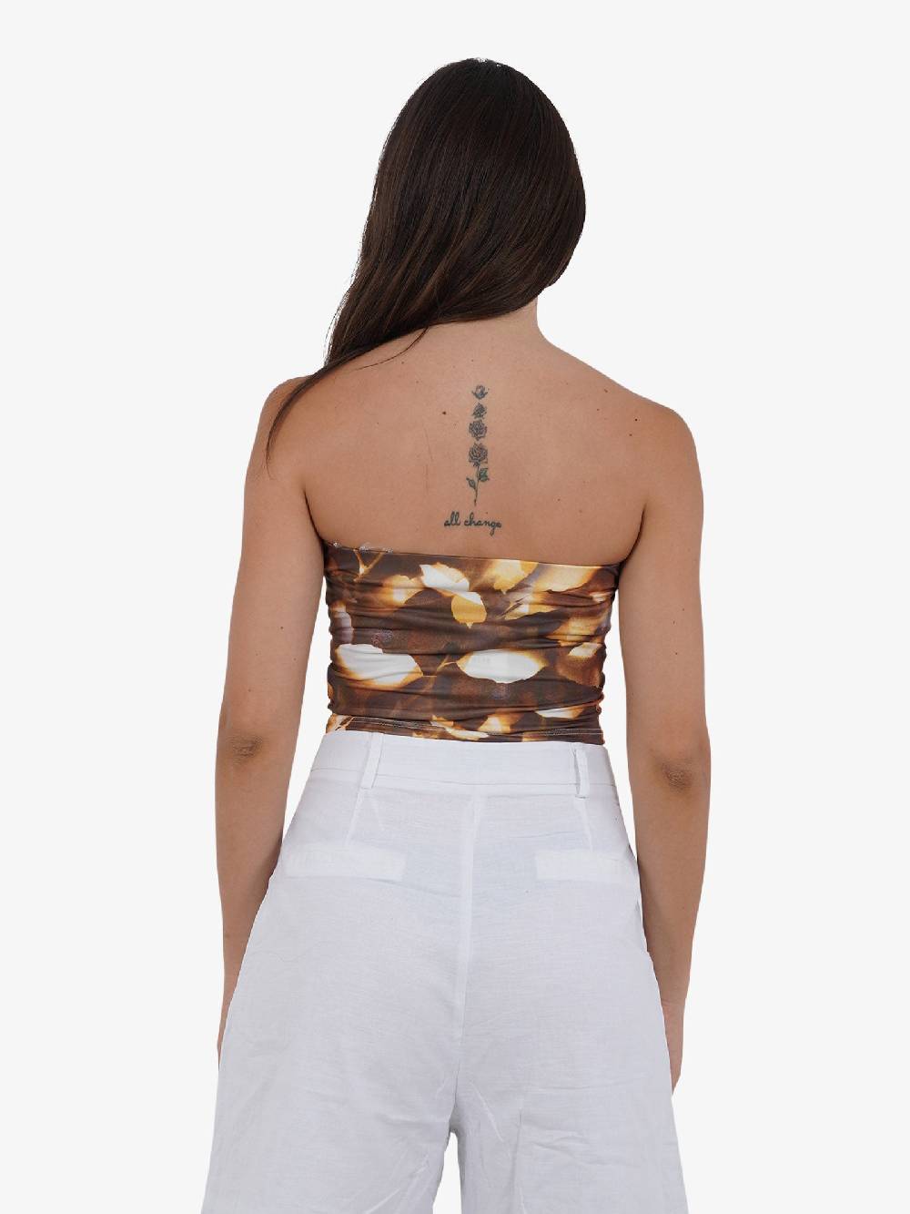 GLAMOROUS Top corto a fascia CK7513 donna marrone Italy