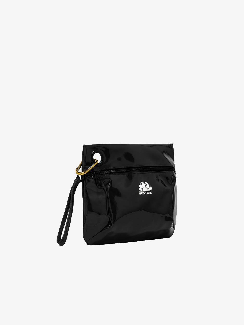 SUNDEK Borsa clutch donna nera con moschettone Qualità