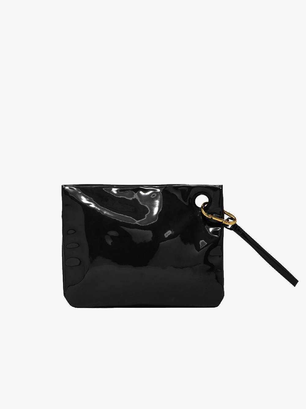 SUNDEK Borsa clutch donna nera con moschettone Qualità