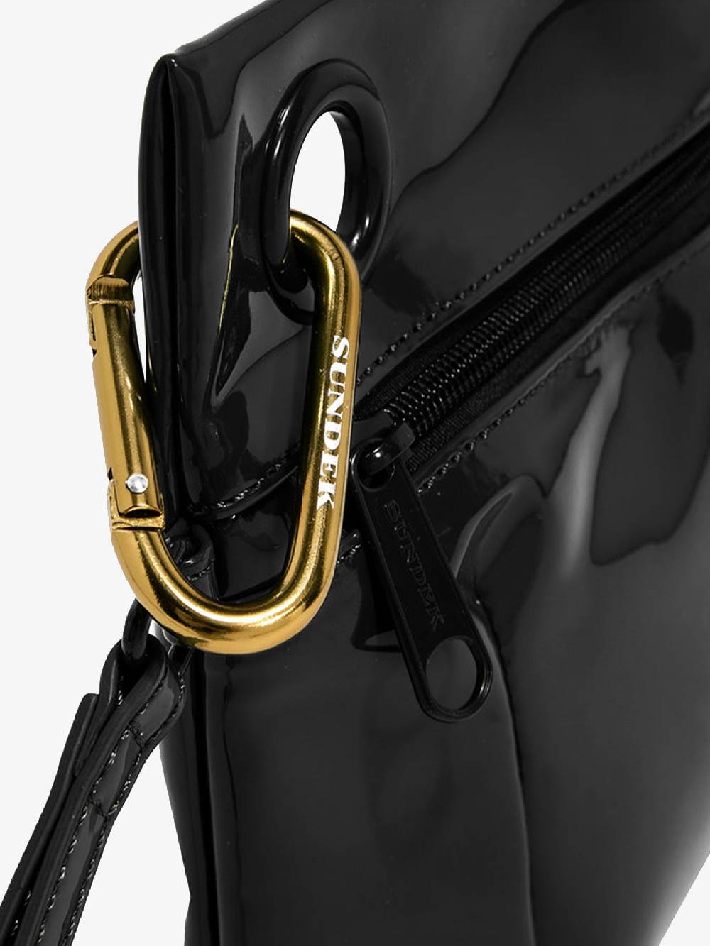 SUNDEK Borsa clutch donna nera con moschettone Qualità