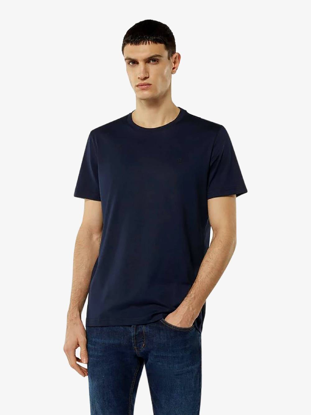 DONDUP T-shirt in jersey US198 JF0271U ZL4 DU uomo cotone blu Qualità