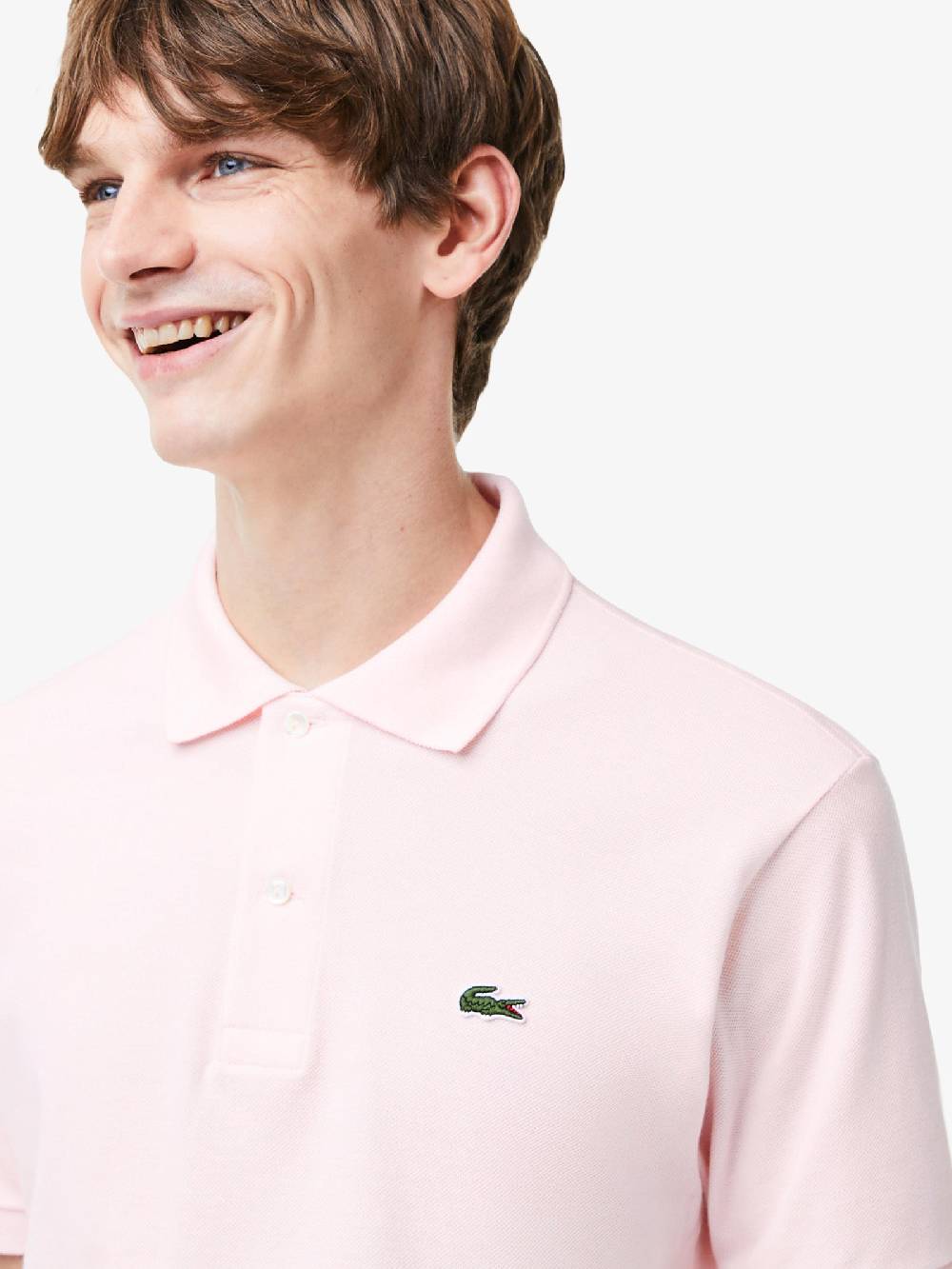 LACOSTE Polo regolare uomo in cotone rosa Promozione