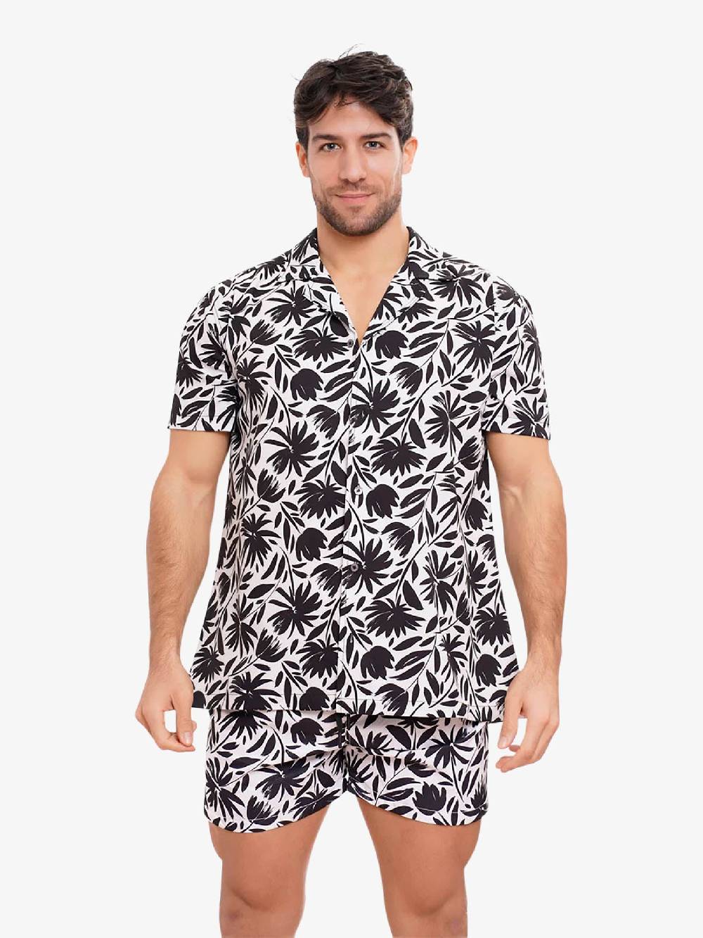 MOVE BEACHWEAR Camicia Bowling con stampa CAMICIA PRINT 24 uomo nero Prezzo Ridotto