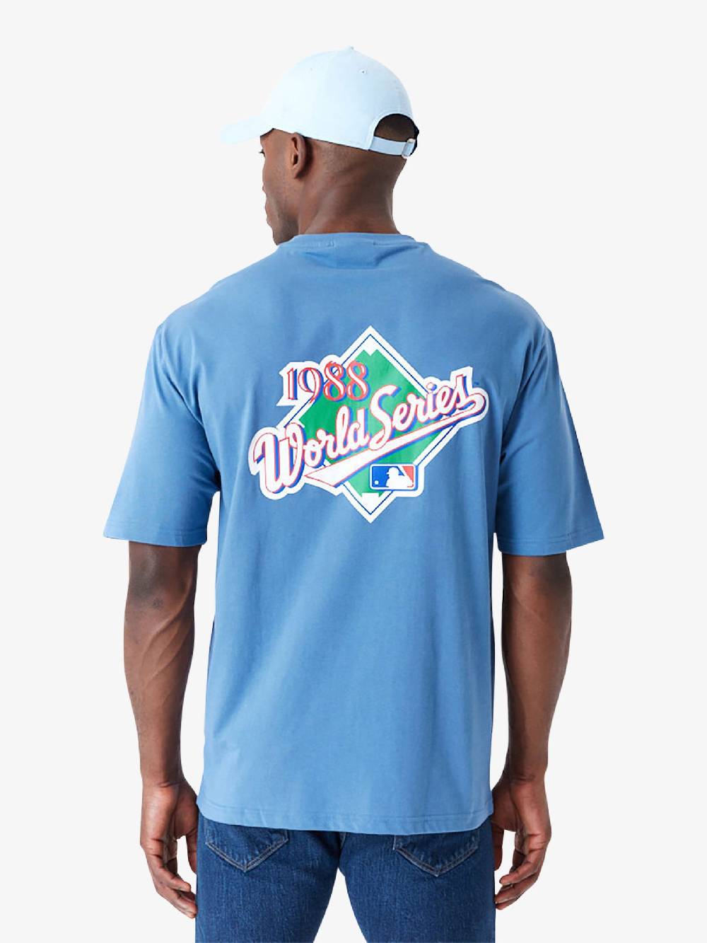 NEW ERA T-shirt Oversize LA Dodgers MLB World Series 60502659 uomo cotone azzurro Novità