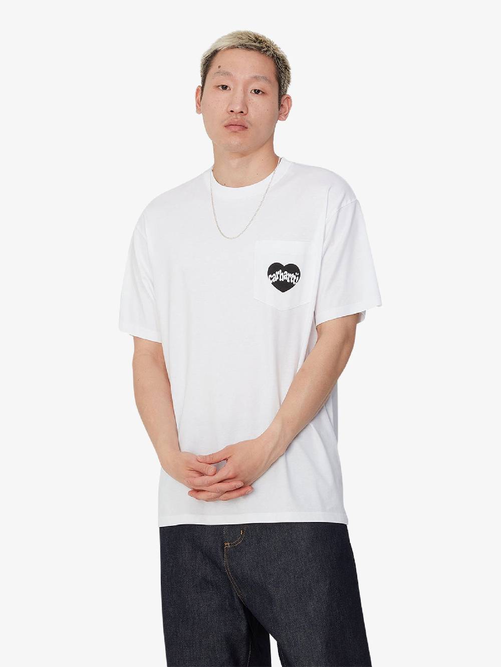 CARHARTT WIP T-shirt S/S Amour Pocket I033675_ uomo cotone bianco Sconto