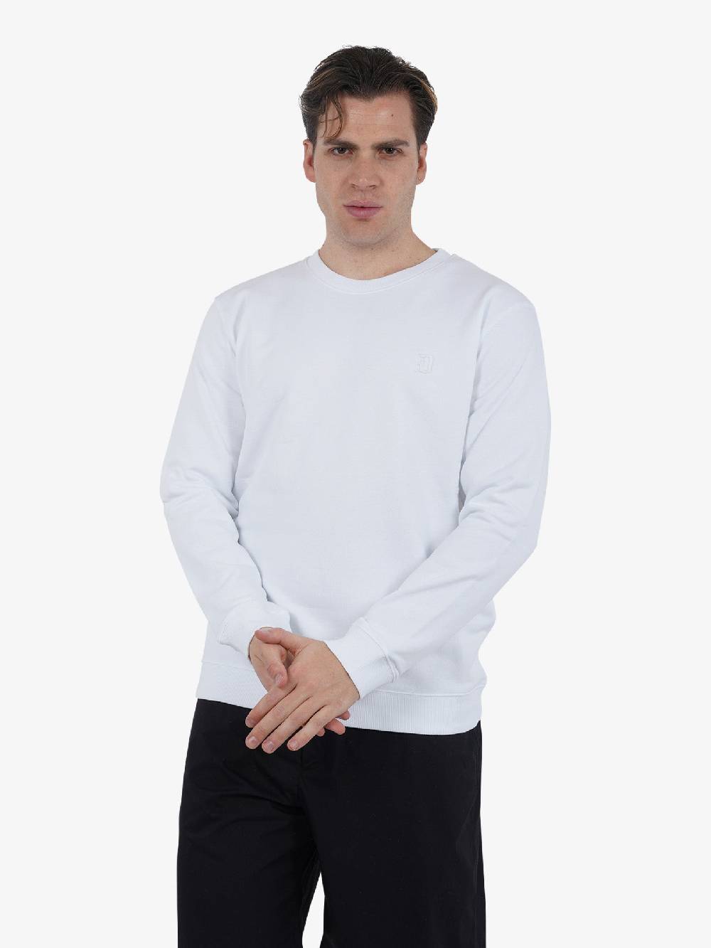 DONDUP Felpa girocollo in jersey di cotone UF641 KF0196U FS6 DU uomo bianco Negozio online di fabbrica