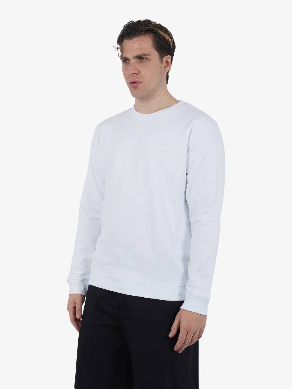 DONDUP Felpa girocollo in jersey di cotone UF641 KF0196U FS6 DU uomo bianco Negozio online di fabbrica