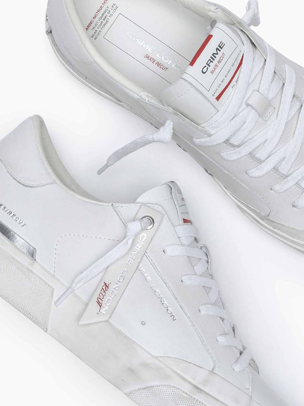 CRIME LONDON Sneakers Recut 17051PP6 uomo in pelle bianco Ultimo giorno