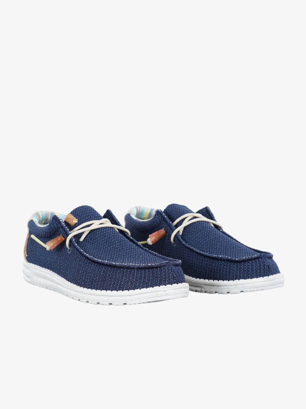 HEY DUDE Mocassini Wally Stretch uomo blu Spedizione Gratuita