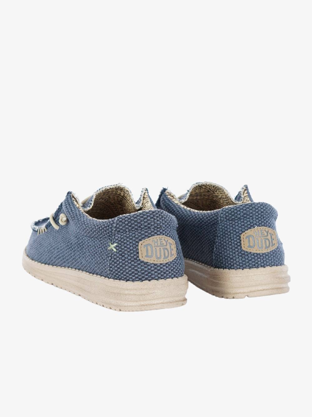 HEY DUDE Mocassini Uomo Tessuto Blu Intrecciato Wally Braided Pezzi Unici