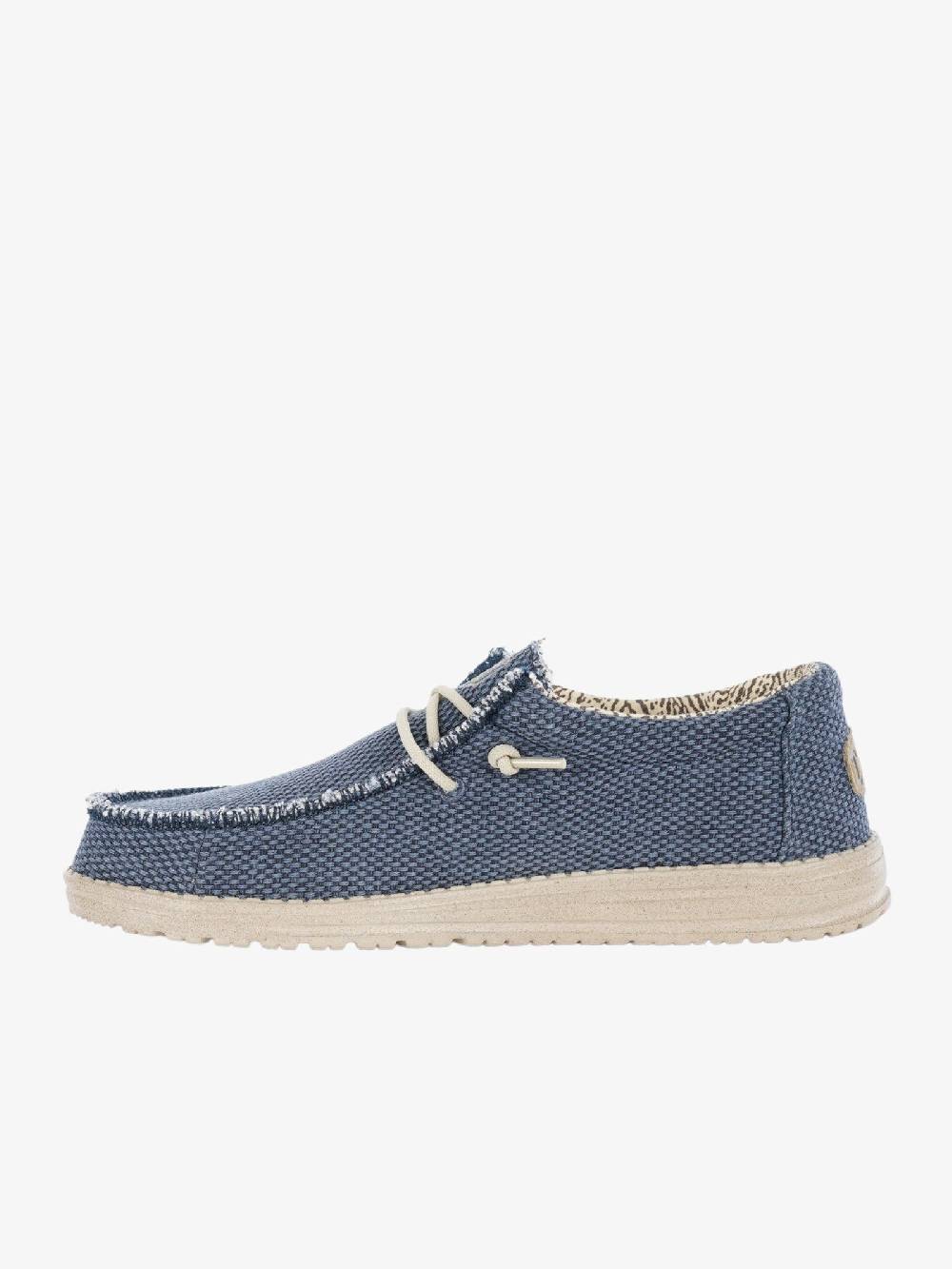 HEY DUDE Mocassini Uomo Tessuto Blu Intrecciato Wally Braided Pezzi Unici