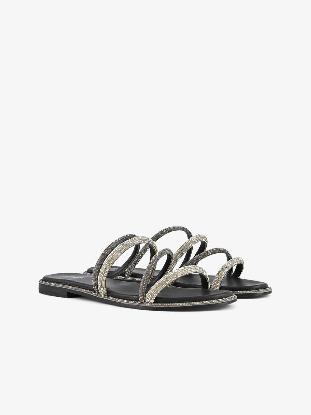 CB FUSION Sandali bassi con fasce strass CBF.R224010 donna pelle grigio Rilascio limitato