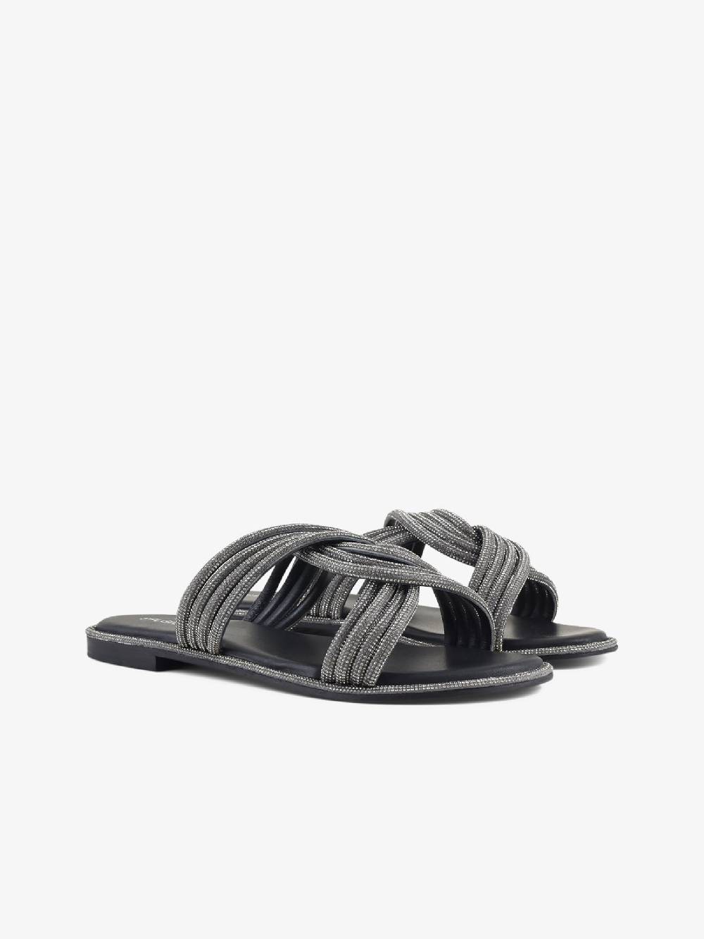 CB FUSION Sandali bassi fascia nodo strass CBF.R224008 donna pelle grigio Ultimi tre giorni