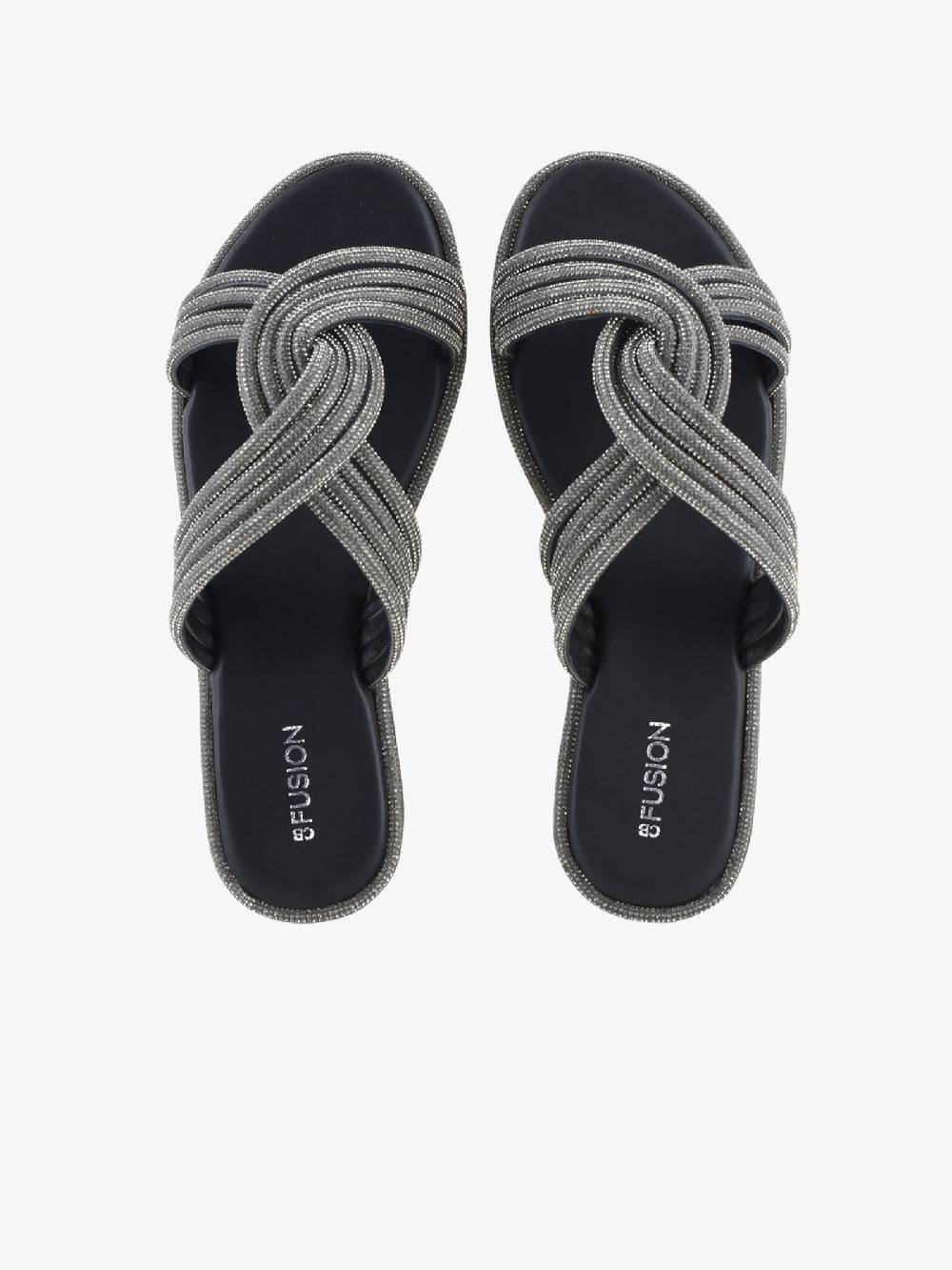 CB FUSION Sandali bassi fascia nodo strass CBF.R224008 donna pelle grigio Ultimi tre giorni
