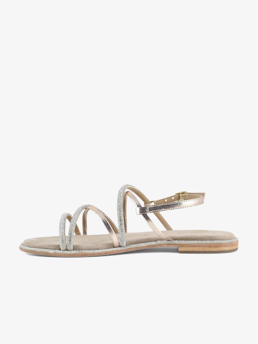 CB FUSION Sandali bassi con cinturino mix con strass CBF.R224007 donna pelle beige Latest stili