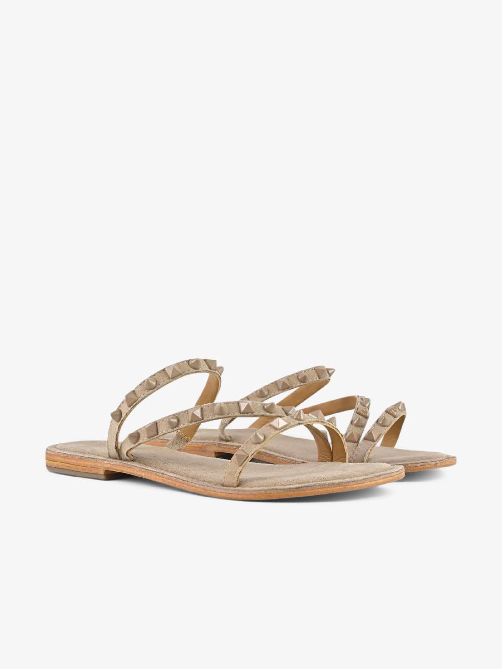 CB FUSION Sandali bassi con fascie e borchie piramidali CBF.R224004 donna pelle beige Promozione temporanea
