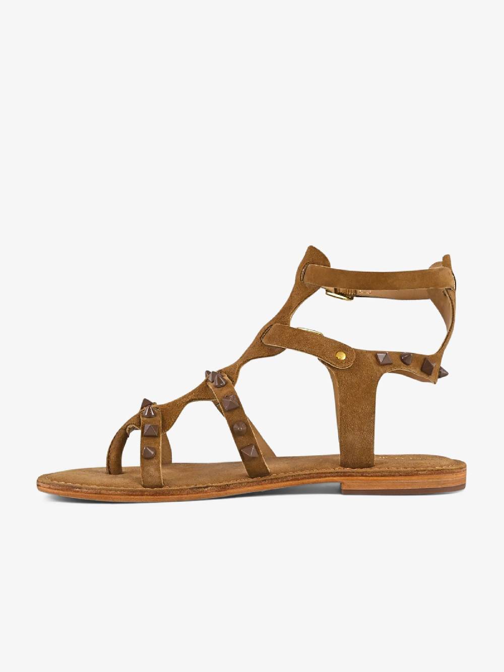 CB FUSION Sandali bassi gladiatore borchie piramidali CBF.R224001 donna pelle marrone Fino al 50% di sconto