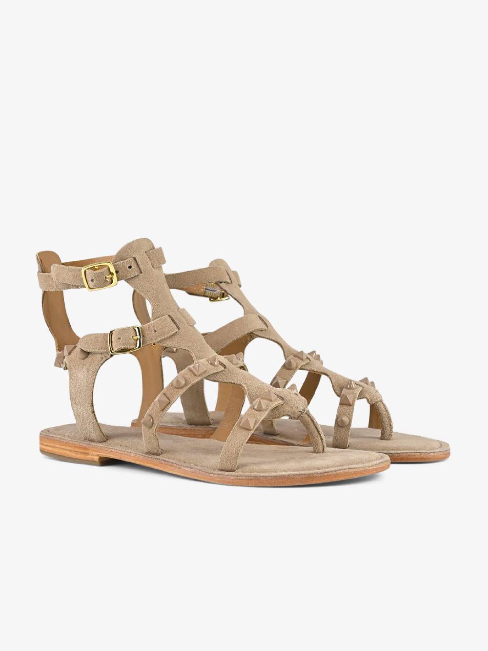 CB FUSION Sandali bassi gladiatore borchie piramidali CBF.R224001 donna pelle beige Fino al 60% di sconto