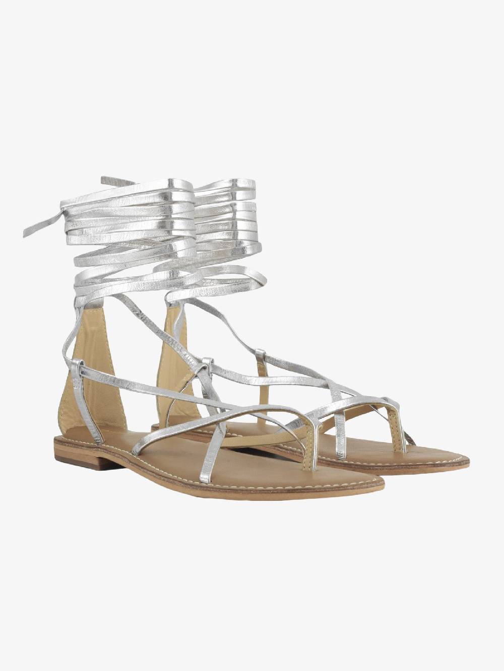 CB FUSION Sandali bassi argento donna con lacci in pelle Offerta speciale della fabbrica