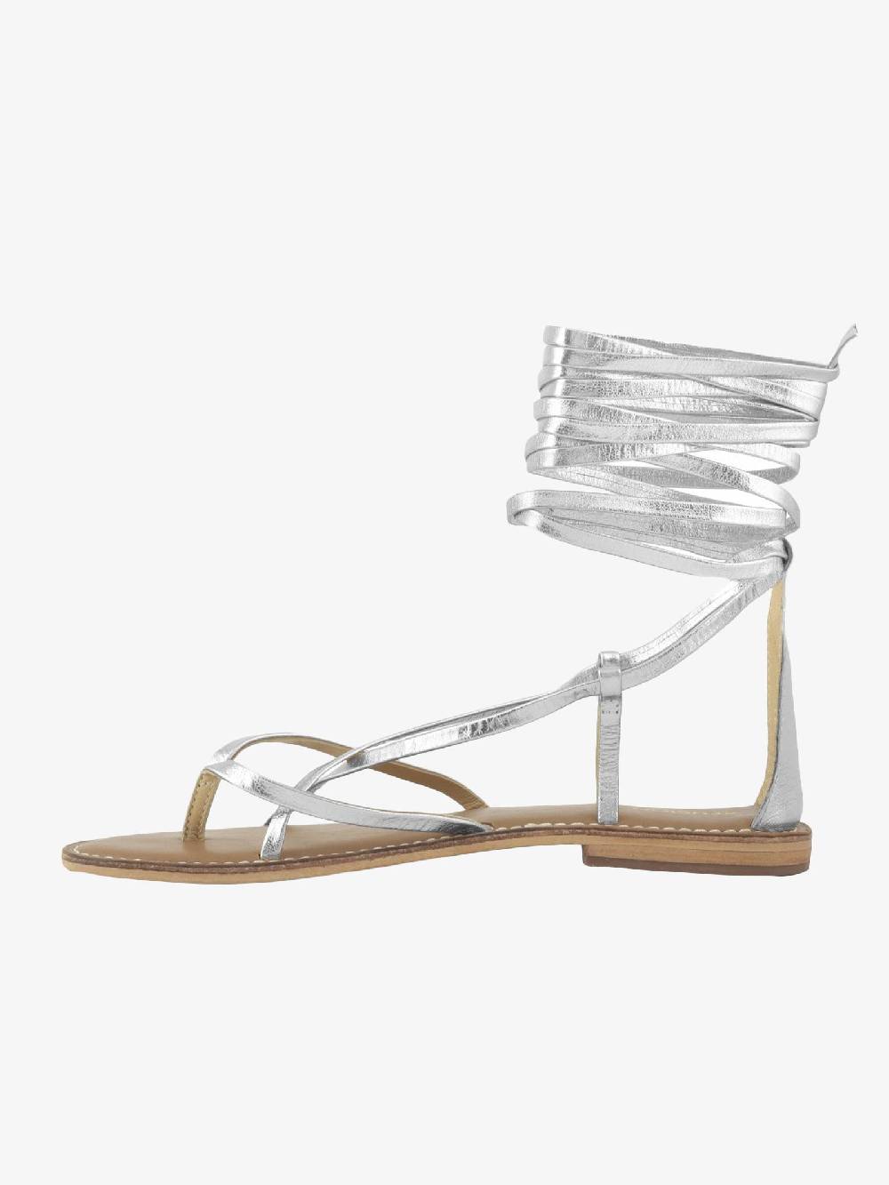 CB FUSION Sandali bassi argento donna con lacci in pelle Offerta speciale della fabbrica