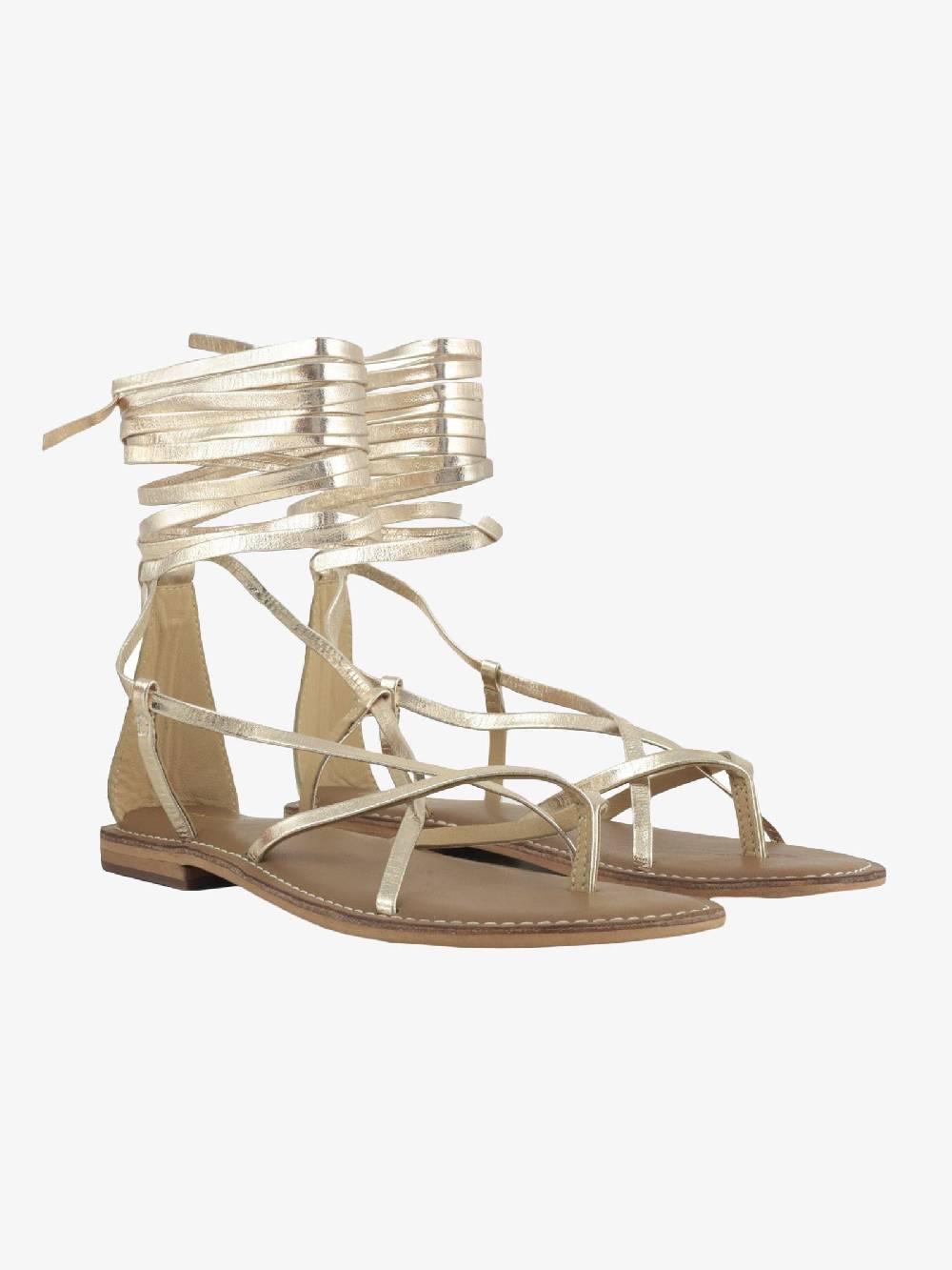 CB FUSION Sandali bassi oro donna con lacci in pelle Sostegno trimestrale