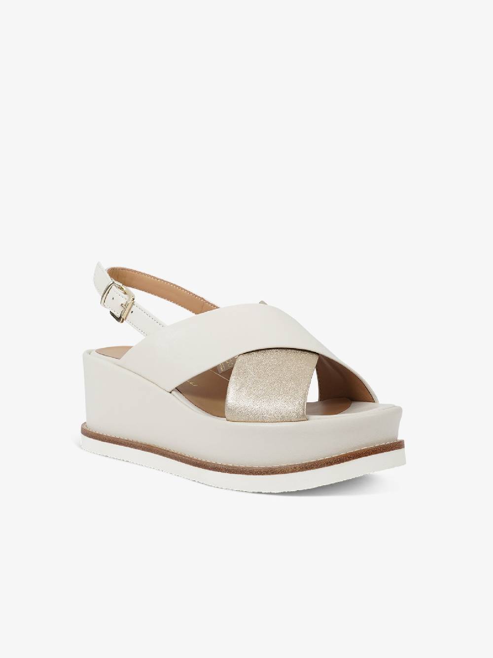 SORELLI Sandali con zeppa Jil 2153/JIL/XLG donna pelle panna Consegna Veloce