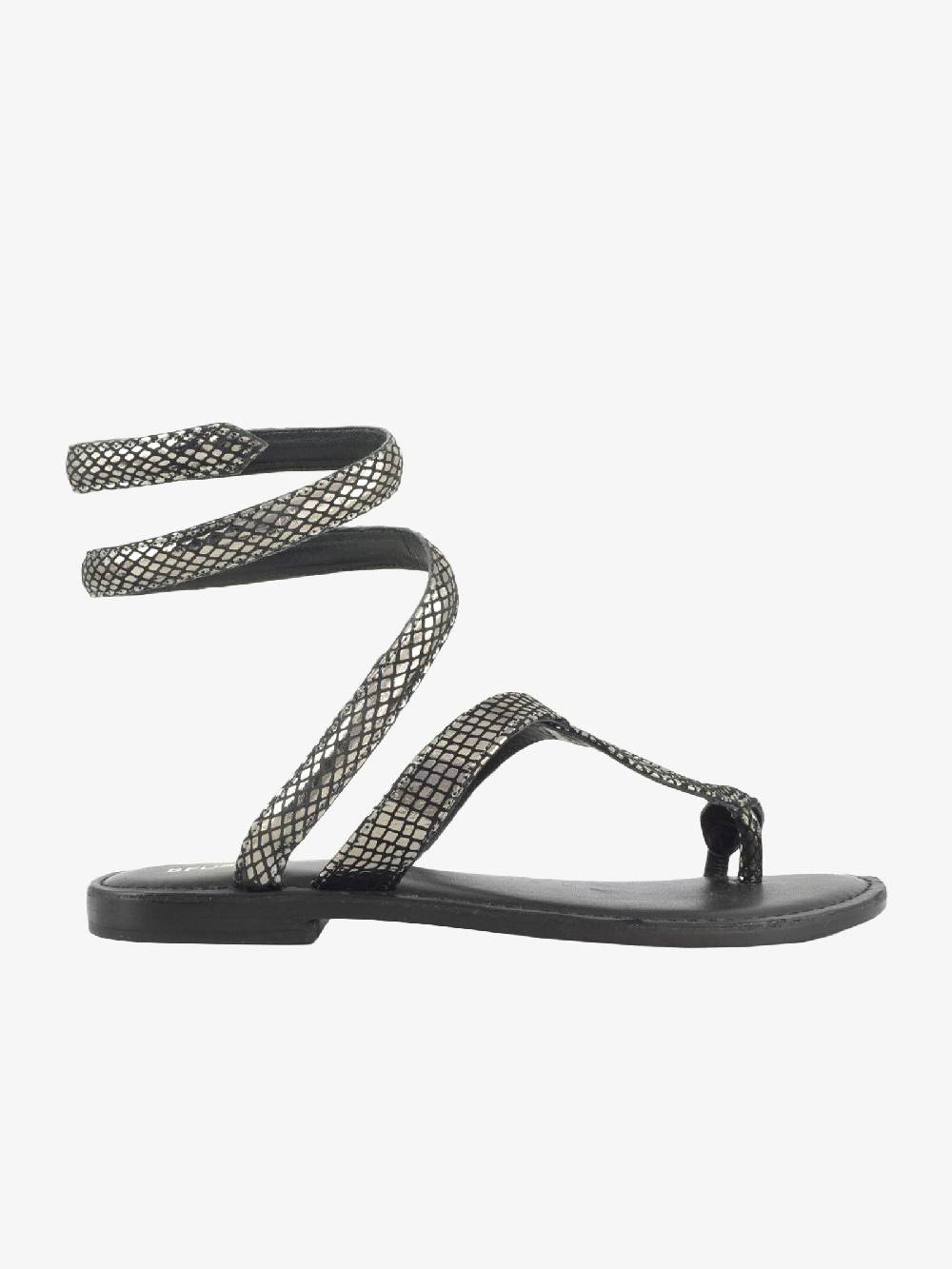 CB FUSION Sandali donna in pelle laminata argento In Vendita