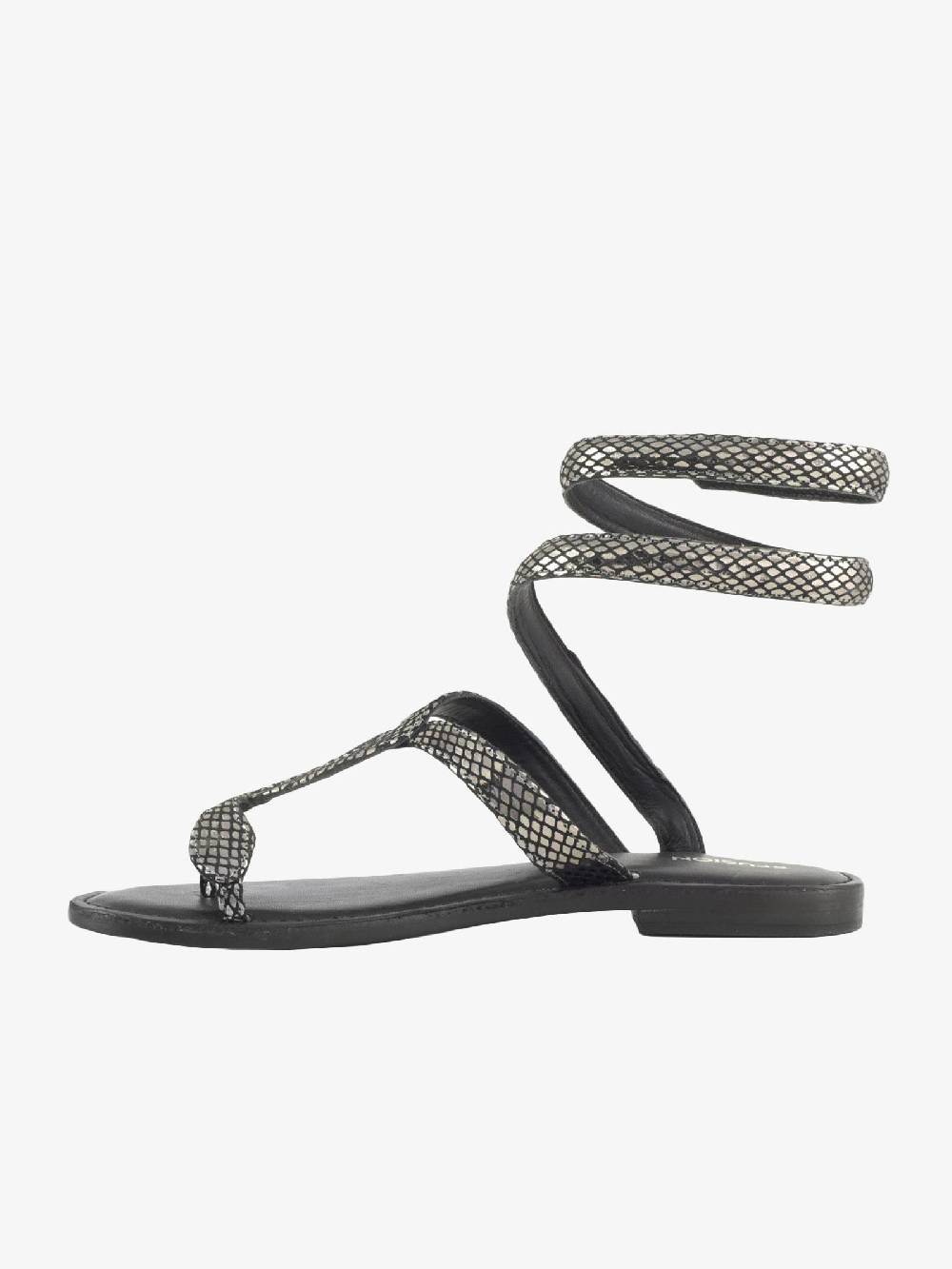 CB FUSION Sandali donna in pelle laminata argento In Vendita