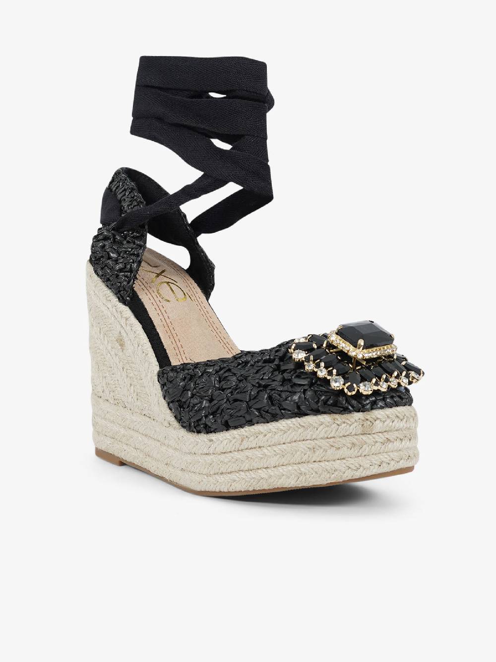 EXE' Espadrillas 23105-23 donna rafia nero In Saldo