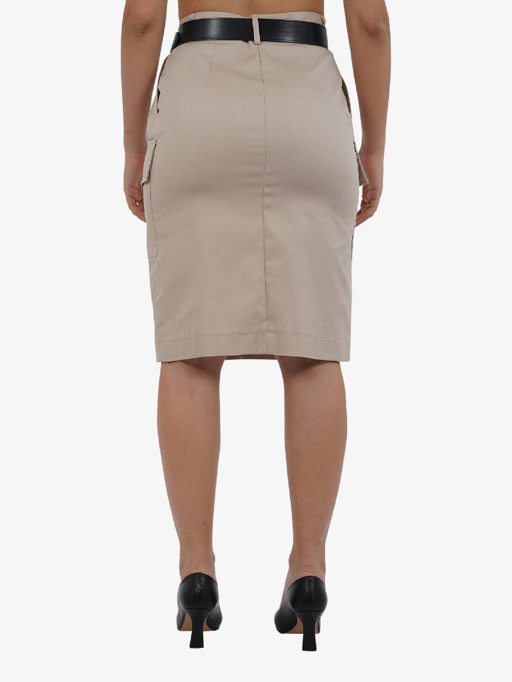 VICOLO Gonna midi con cintura TB0075 donna cotone beige Offerta Pasqua