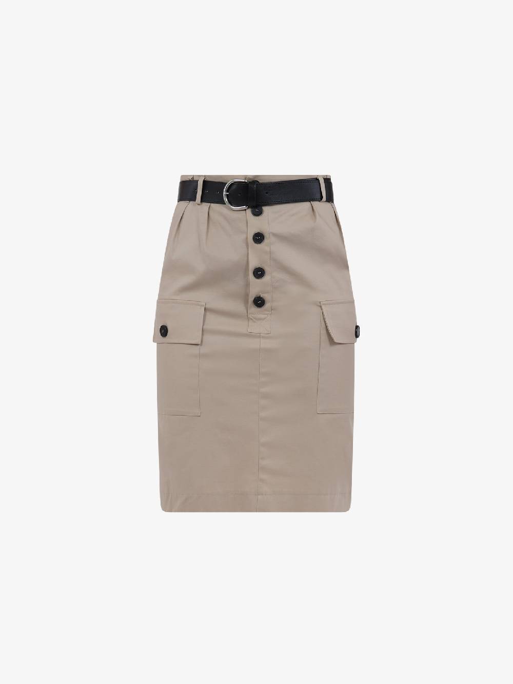 VICOLO Gonna midi con cintura TB0075 donna cotone beige Offerta Pasqua