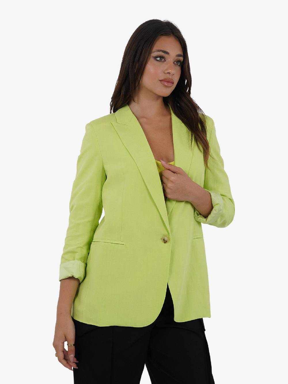 VICOLO Giacca monopetto TB1561 donna viscosa verde Offerta Giorno del Papà