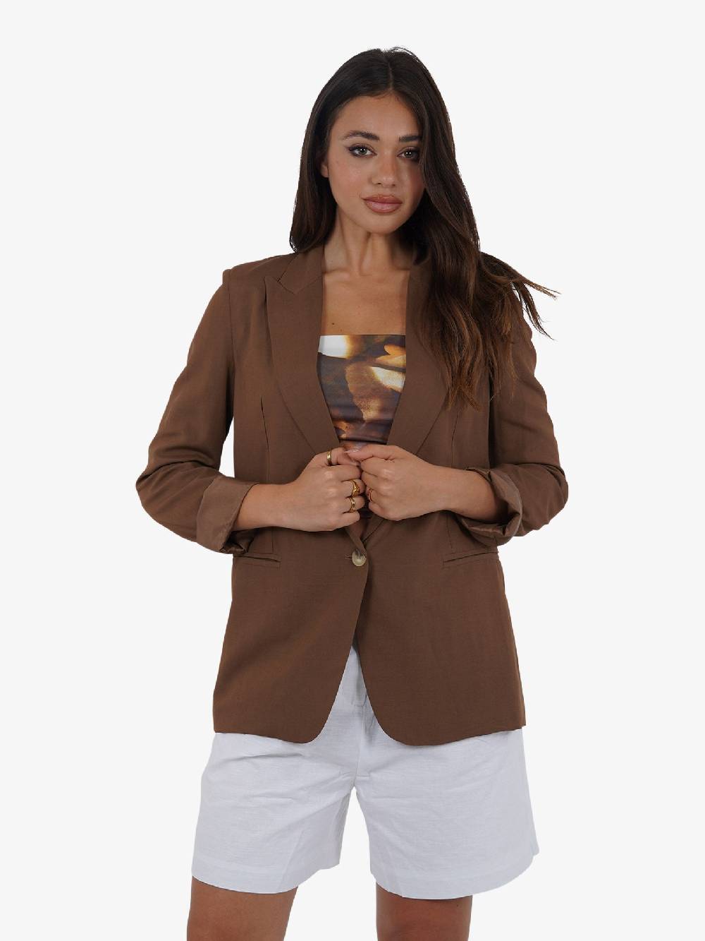 VICOLO Giacca monopetto TB1561 donna viscosa marrone Offerta San Valentino
