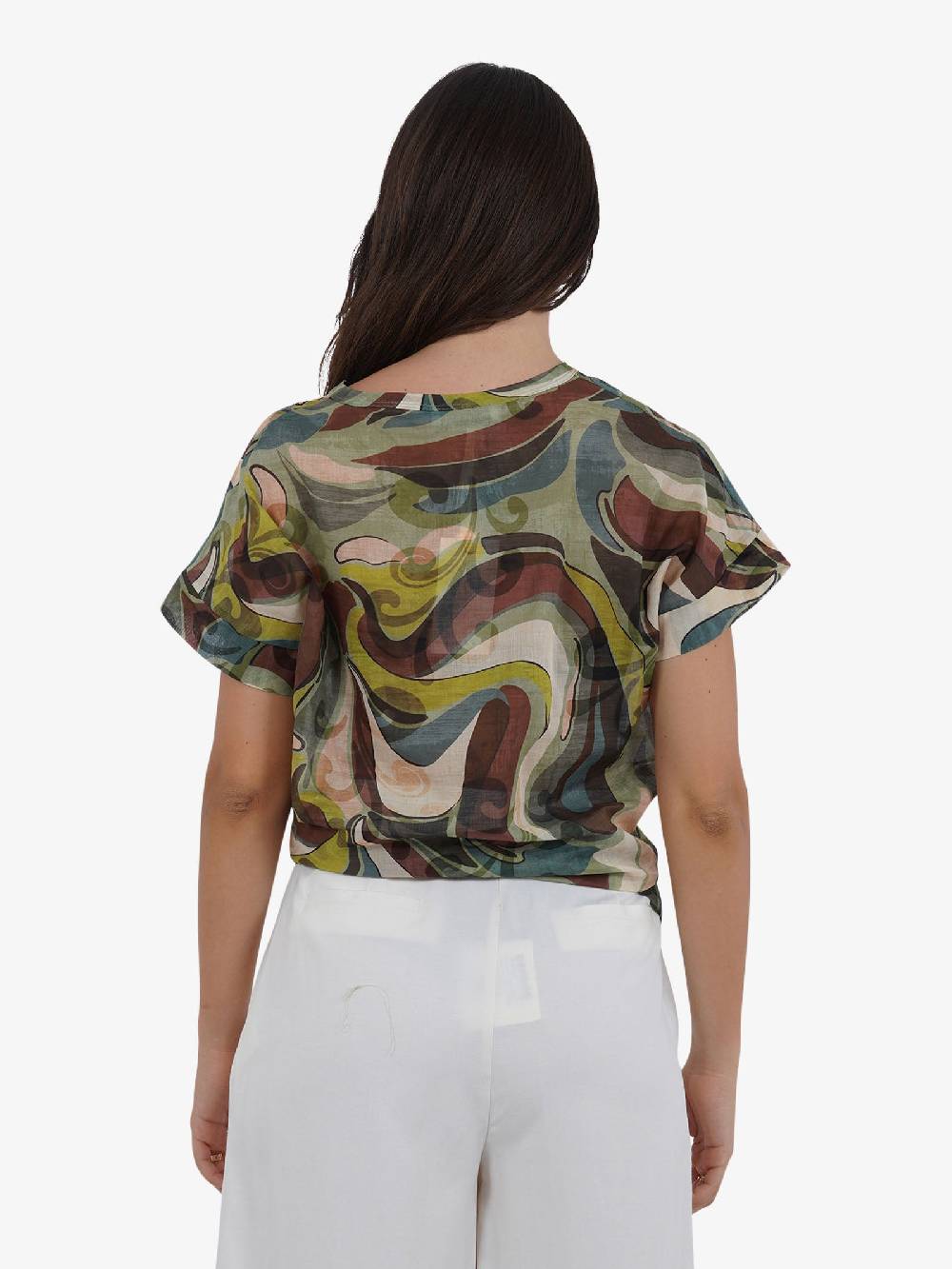 HAVE ONE Camicia a stampa CFL-L162 donna cotone verde Smaltimento dello stoccaggio