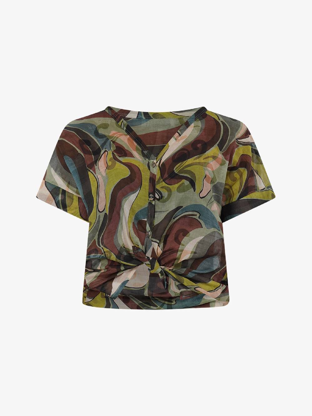 HAVE ONE Camicia a stampa CFL-L162 donna cotone verde Smaltimento dello stoccaggio