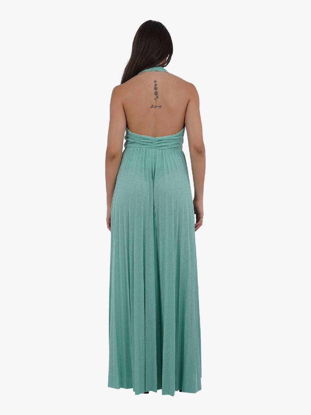 VICOLO Abito lungo scollo a V TB2183 donna verde Offerta migliore