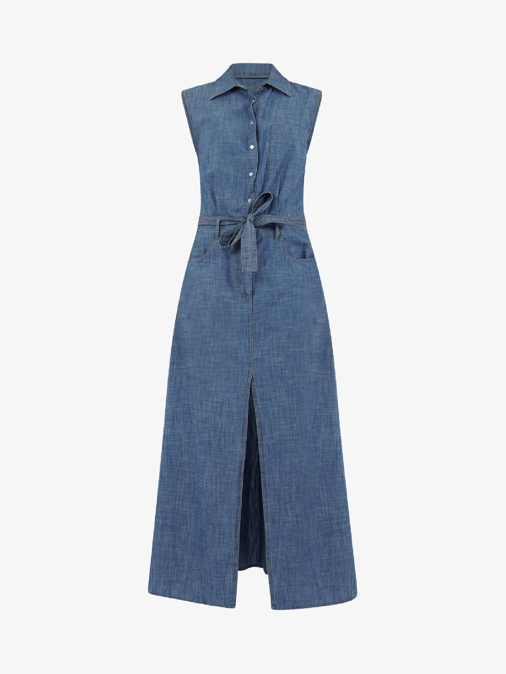SEMICOUTURE Abito lungo con cintura in chambray S4SY16 donna cotone denim Online Outlet