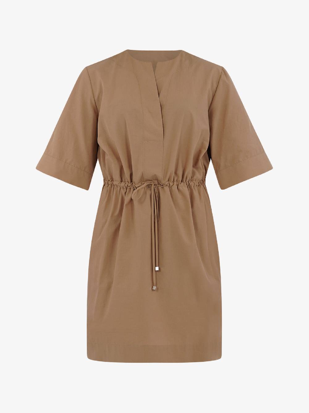 OTTOD'AME Abito corto in popeline con coulisse in vita PCH_DA5065 donna cotone marrone Offerte esclusive