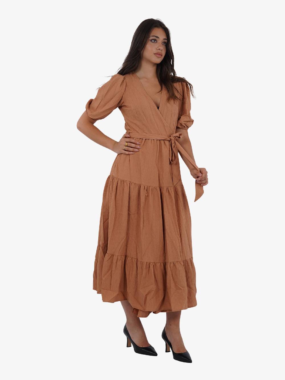 GLAMOROUS Abito lungo a strati CK7340 donna viscosa marrone Bestseller