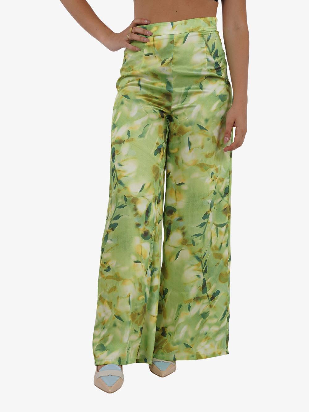 GLAMOROUS Pantalone a gamba larga AC2413 donna verde Offerte stagionali