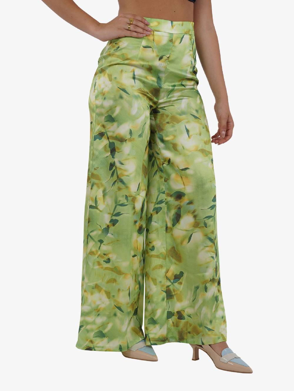 GLAMOROUS Pantalone a gamba larga AC2413 donna verde Offerte stagionali