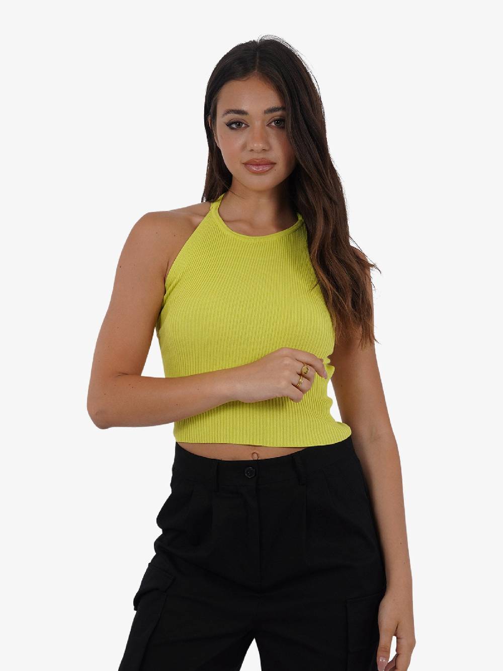 VICOLO Top scollo all'americana 22063B donna viscosa verde