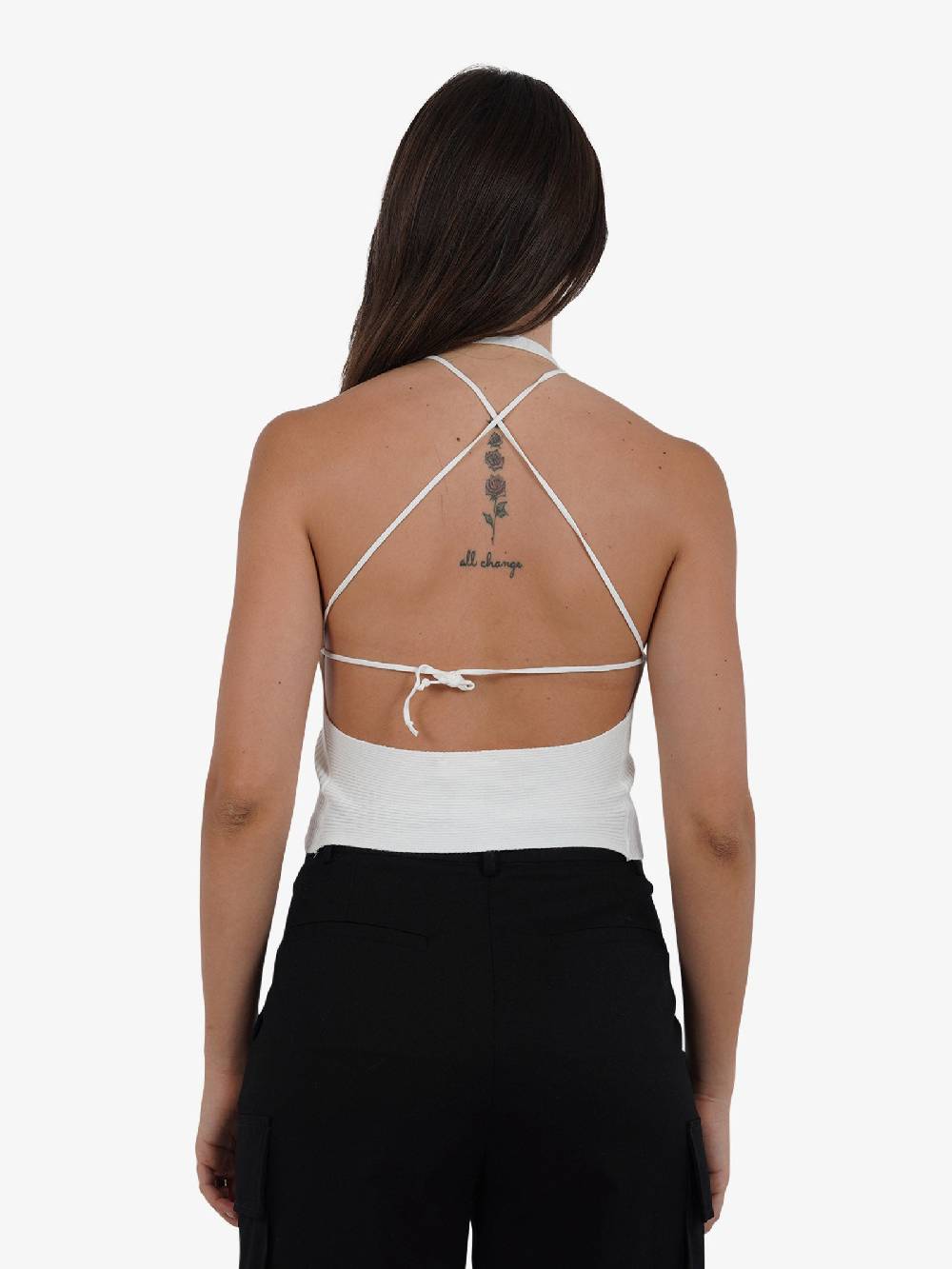 VICOLO Top scollo all'americana 22063B donna viscosa bianco Offerte giornaliere