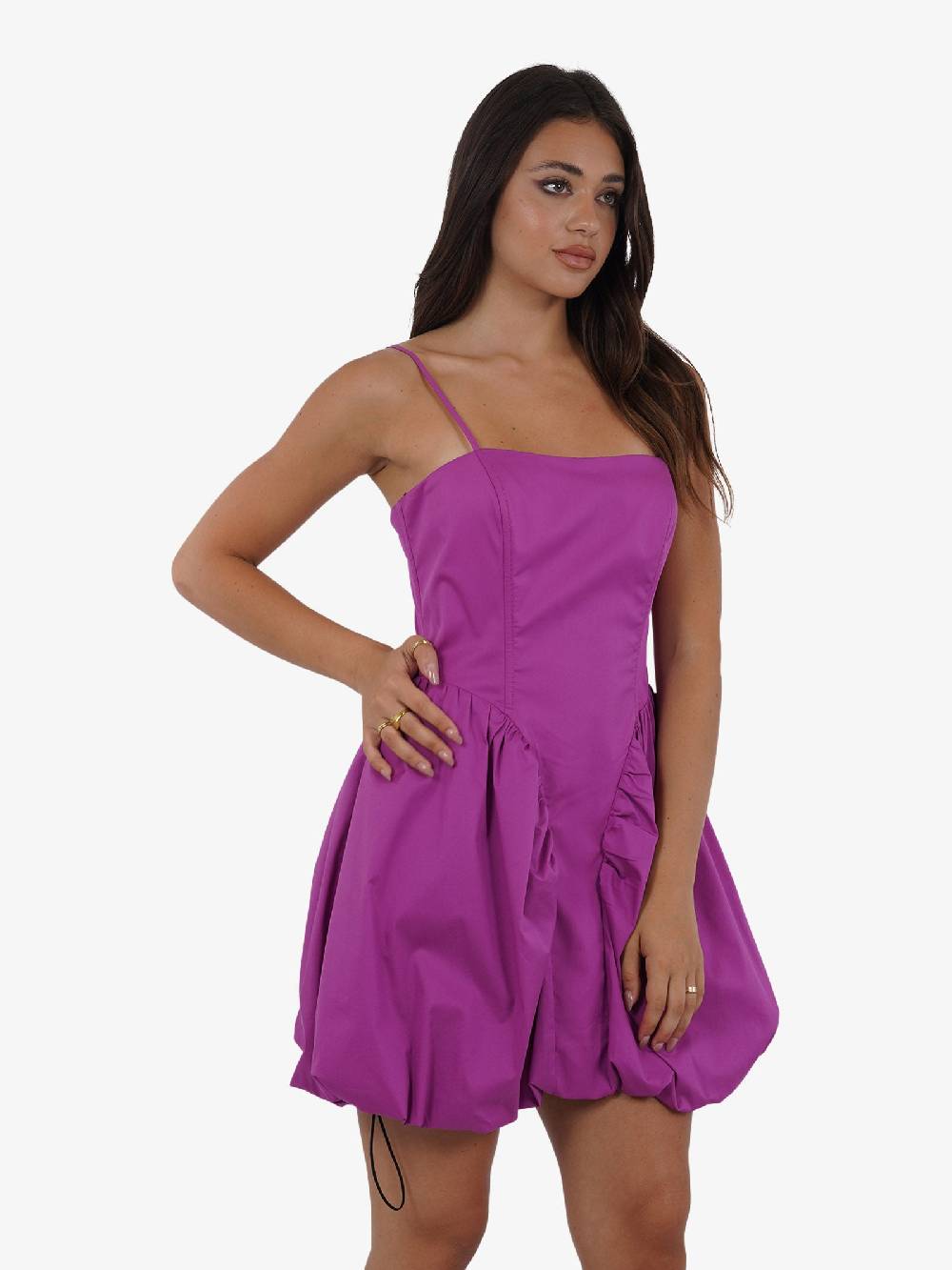 JIJIL Abito midi con arricciatura AB117 donna cotone fucsia Enormi risparmi