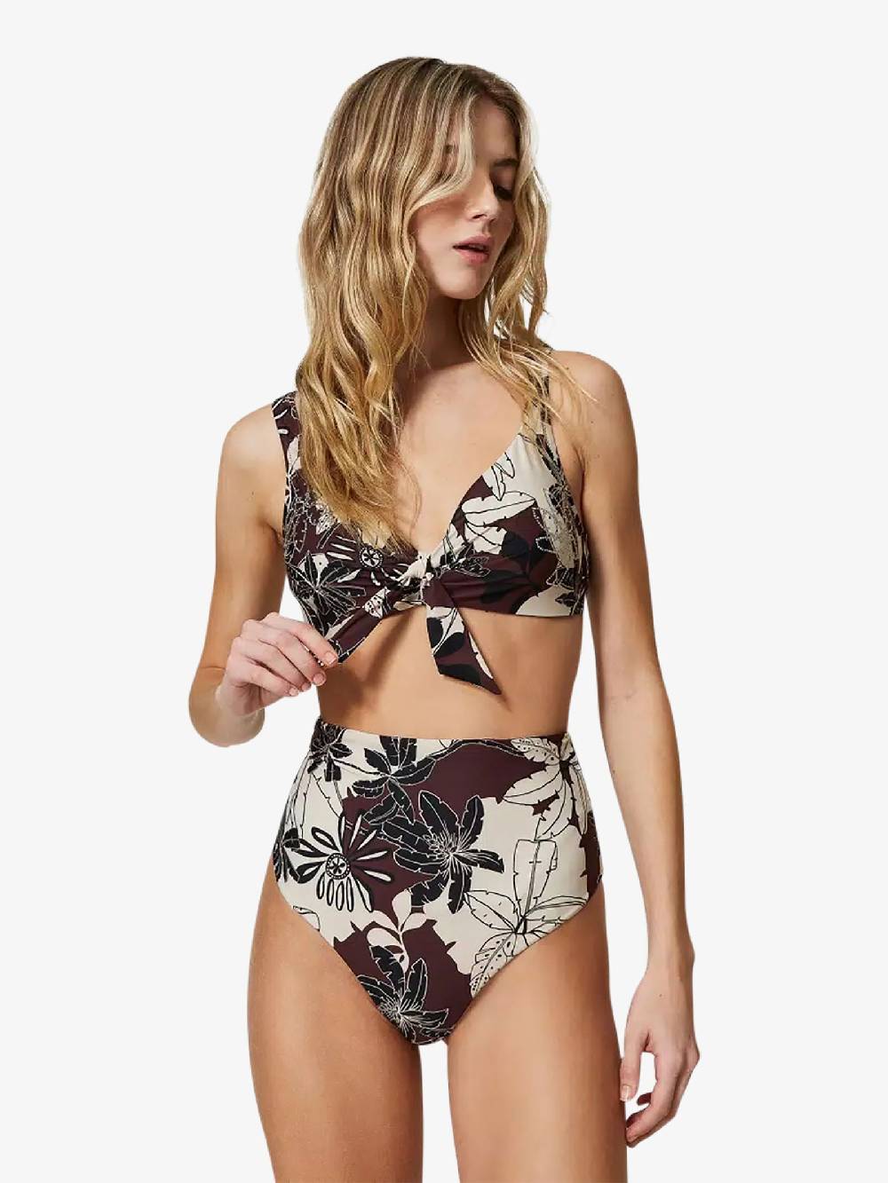 TWINSET Costume da bagno slip reversibile a fiori241LMMG90 donna marrone Prezzo basso